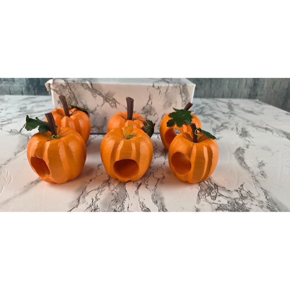 Pumpkin Shape Napkin Holders Set Of 6 Orange Green Pumpkin Patch Fall Halloween‎